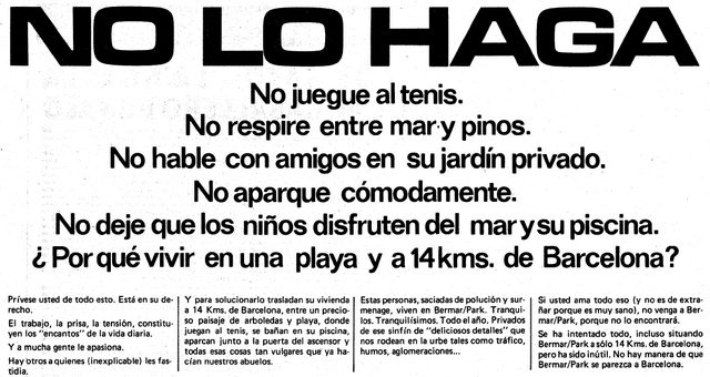 Anuncio del edificio BERMAR PARK de Gav� Mar publicado en el diario LA VANGUARDIA el 20 de marzo de 1975